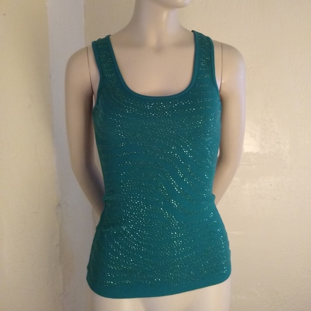 Express Green Embellished, Ribbed Tank; Size XS